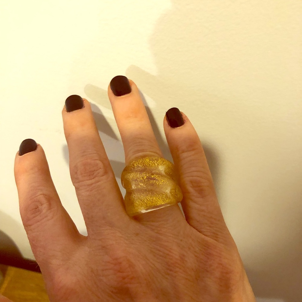Chunky Murano glass Gold Ring size 6.5